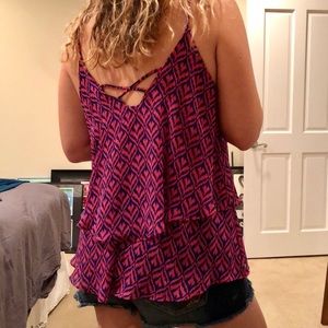 Miami pink and blue print tank top shirt